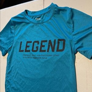 Teal Graphic T-Shirt with 'Legend' Print hind size 8 S in excellent condition